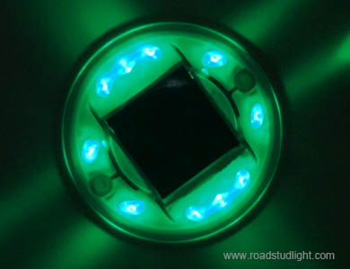 Green led solar cat eye road stud