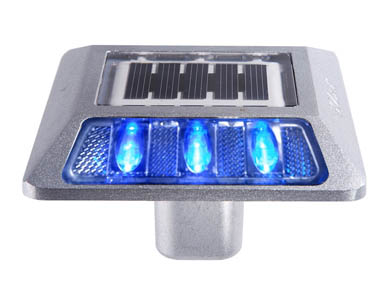 Blue aluminum reflective pavement markers